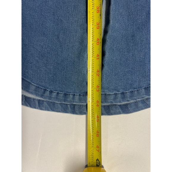 Vintage Bebe Sleeveless Denim Midi Dress Size L Stretch Y2K Western Utility - Picture 6 of 11